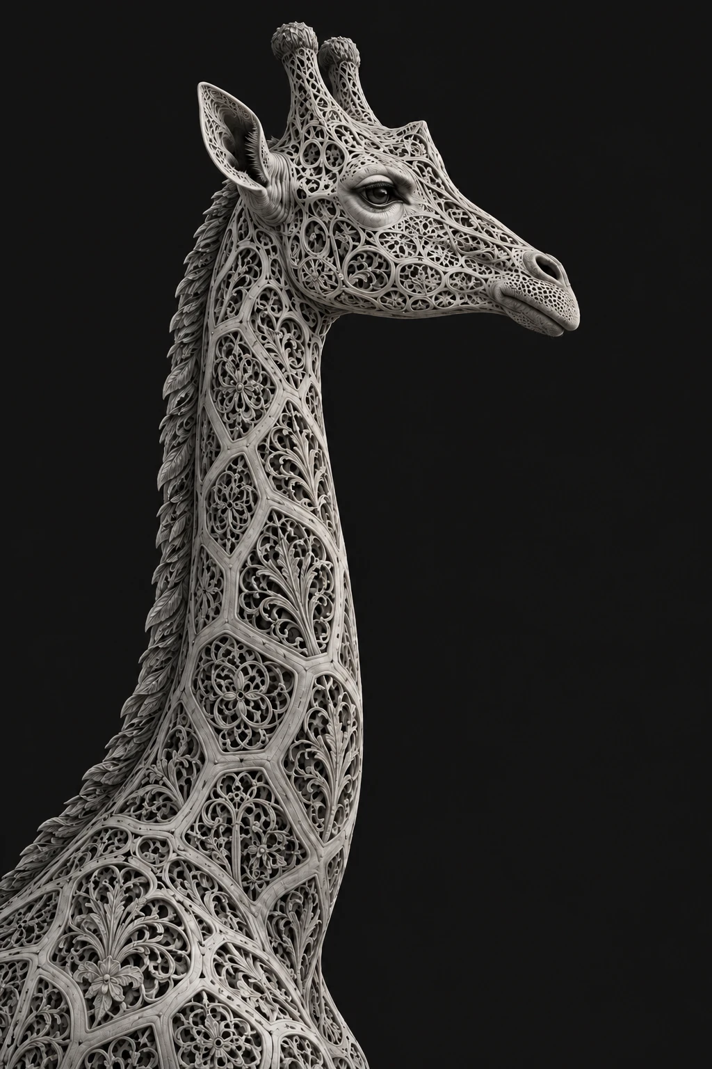 An openwork giraffe gazing into the distance — the symbol of TWIGA